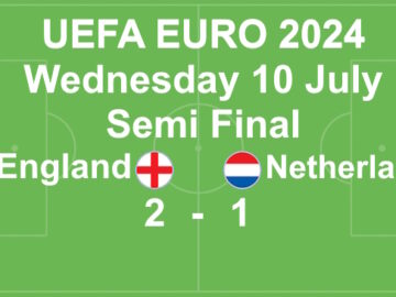 Slide of England's win over Netherlands 2-1 in UEFA Euro 2024 Semi Final