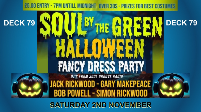 Promo slide for Deck 79's Fancy Dress Halloween Party Saturday 2nd NOV 2024