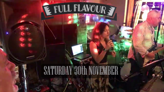 Full Flavour 5-piece band on stage promo for 30th November 2024